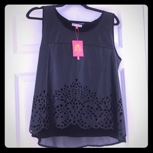 NWT English Laundry Faux Leather Laser Cut Top
